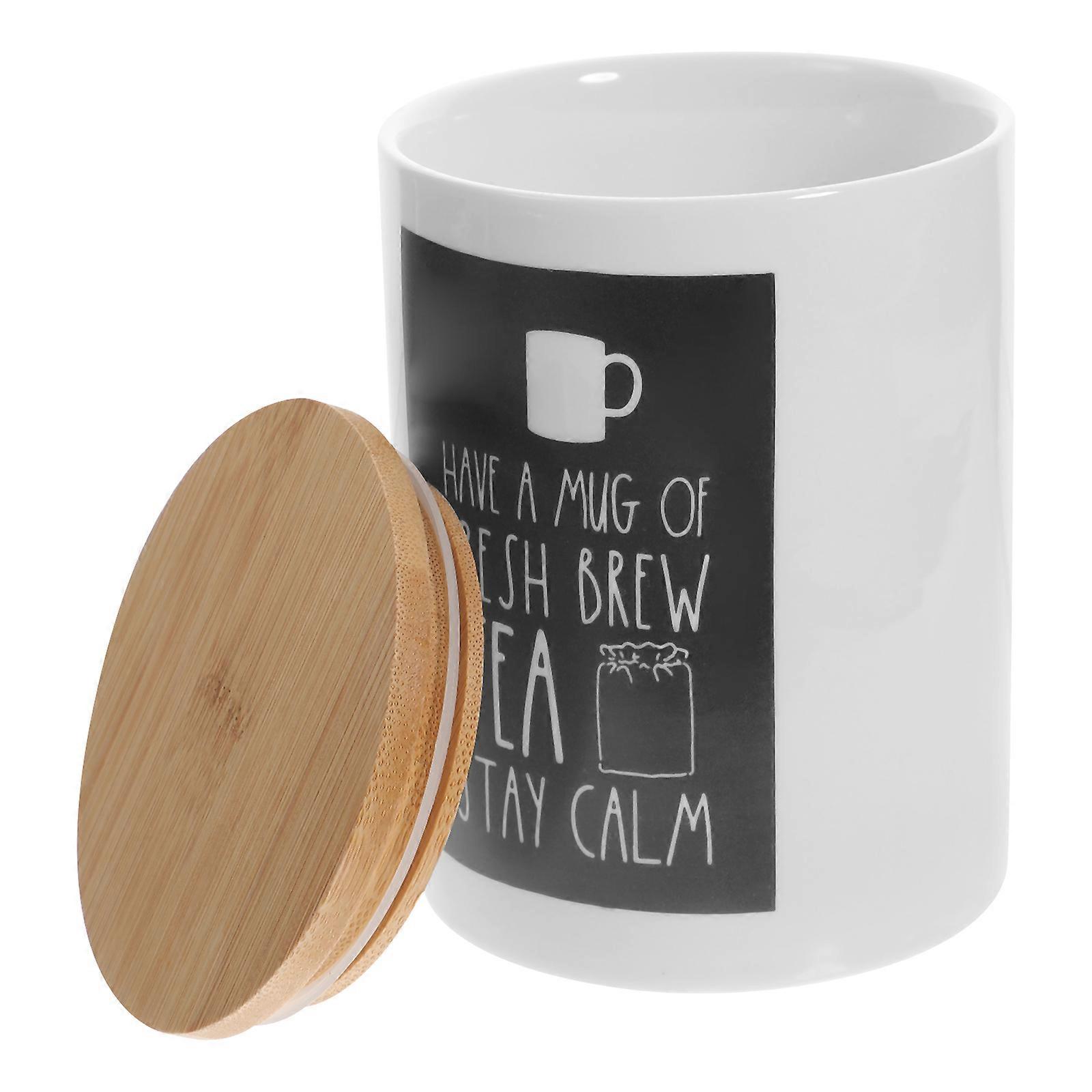 Nordic Style Jar Scented Tea Storage Container Coffee Bean Ceramic Bottle with Bamboo Lid