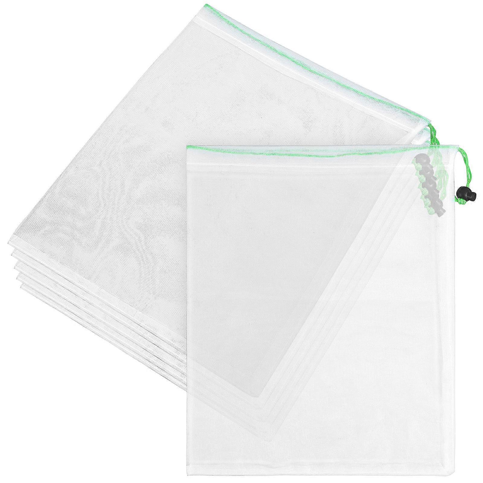 Mesh Produce Bags Reusable Drawstring Closure Easy Identification For Kitchen Organization 6Pcs