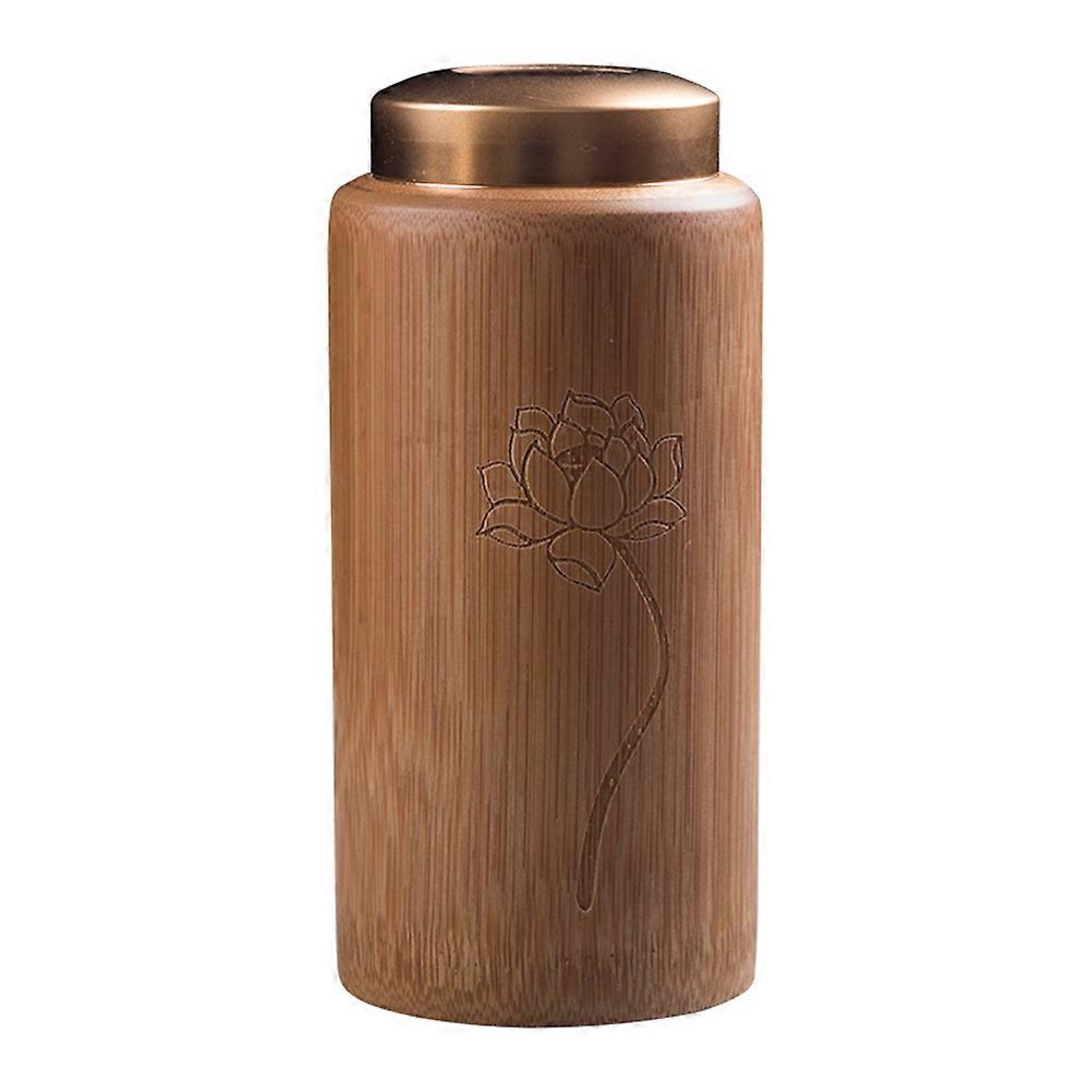Brown Bamboo Tea Canister with Lid for Storage Use Freshness and Dryness 7.5x4.5 Inches
