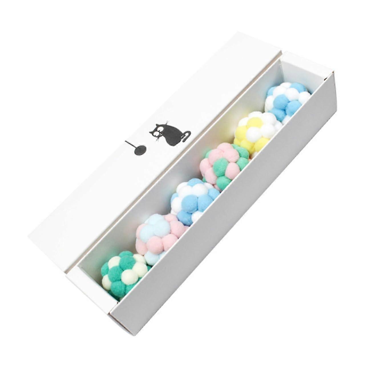 Cat Toy Balls, Plush With Bells, 6-Pack Teasing Toys For Kittens And House Cats, Random Colors