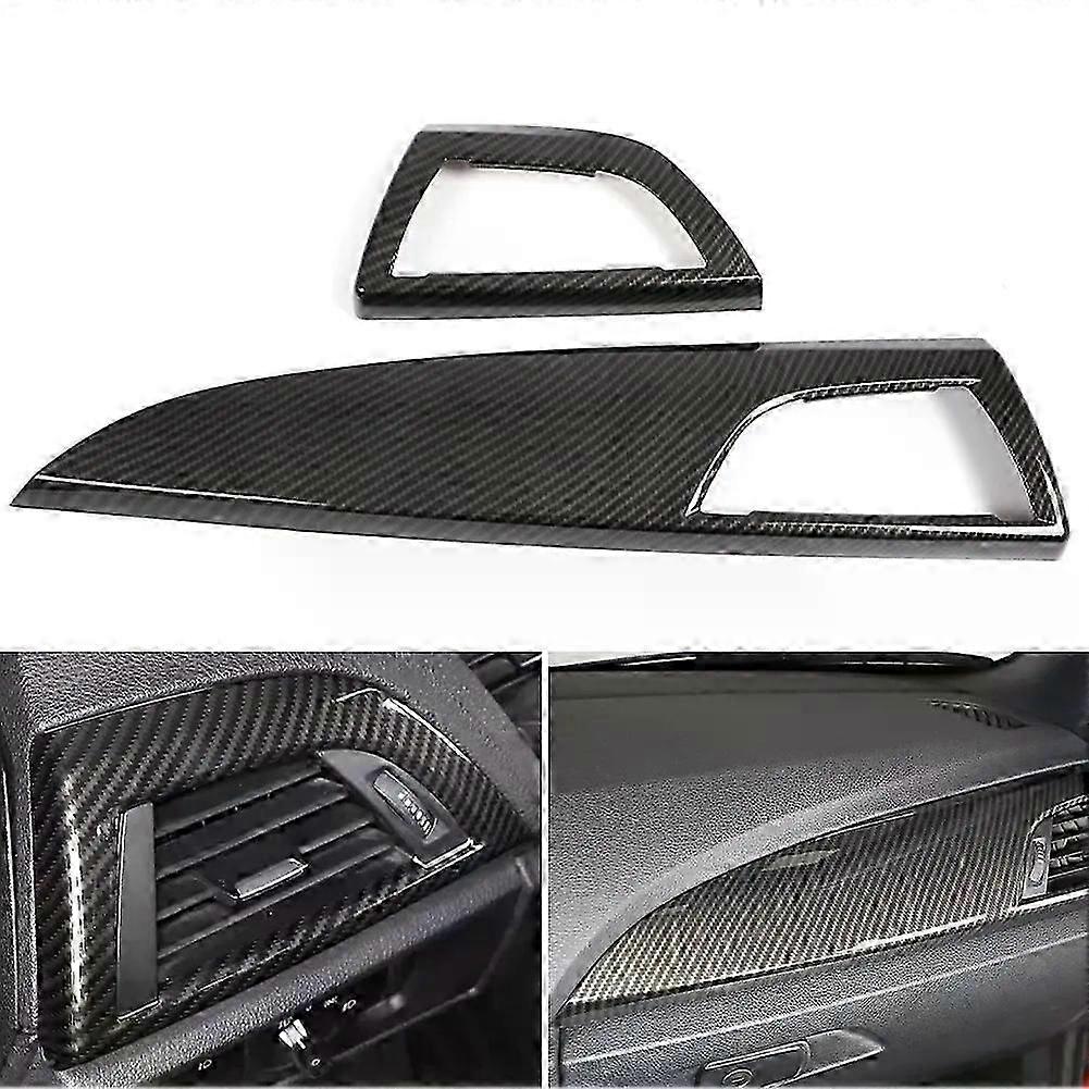 Fit For BMW 1 2 Series F20 F21 F22 F23 2012- 2pcs Dashboard Panel Passenger Side Air Outlet Vent Cover ABS Carbon Texture Trim