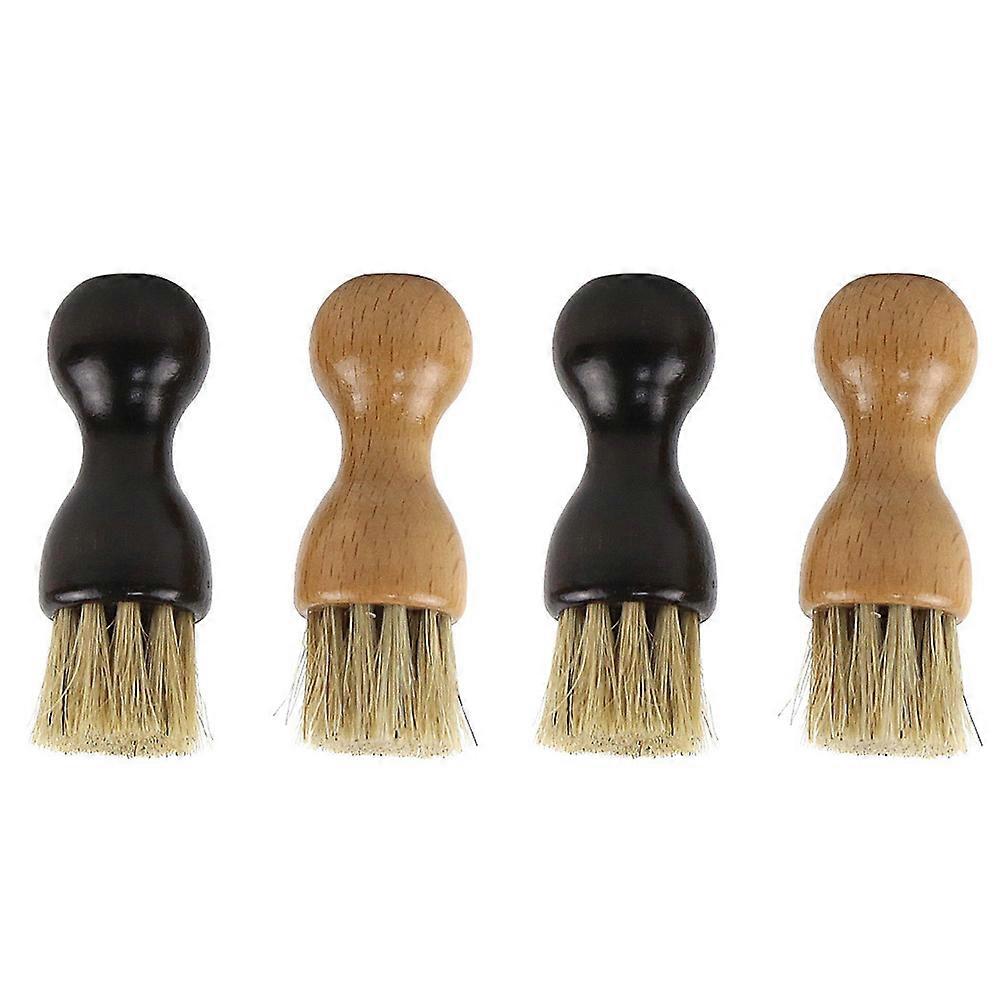 Wooden Shoe Brush for Cleaning and Polishing 4 Pieces Synthetic Material Black Color
