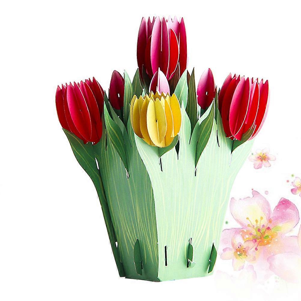 Creative 3D Tulip Greeting Card for Teachers Day Handmade Paper Art with Blank Space to Write Your