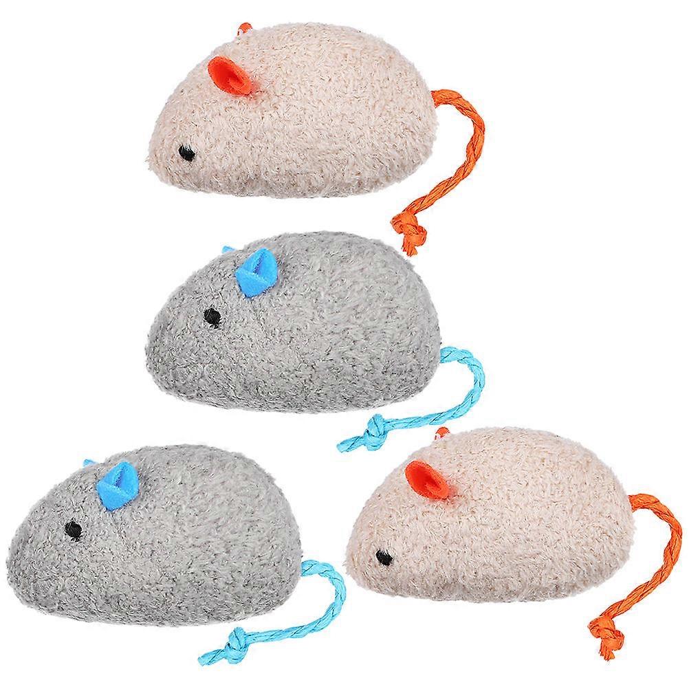 4pcs Plush Cat Mice for Indoor Cats – Durable Bite Resistant Chew Toys with Herbal Filling, Lightweight Interactive Playmates for Kittens