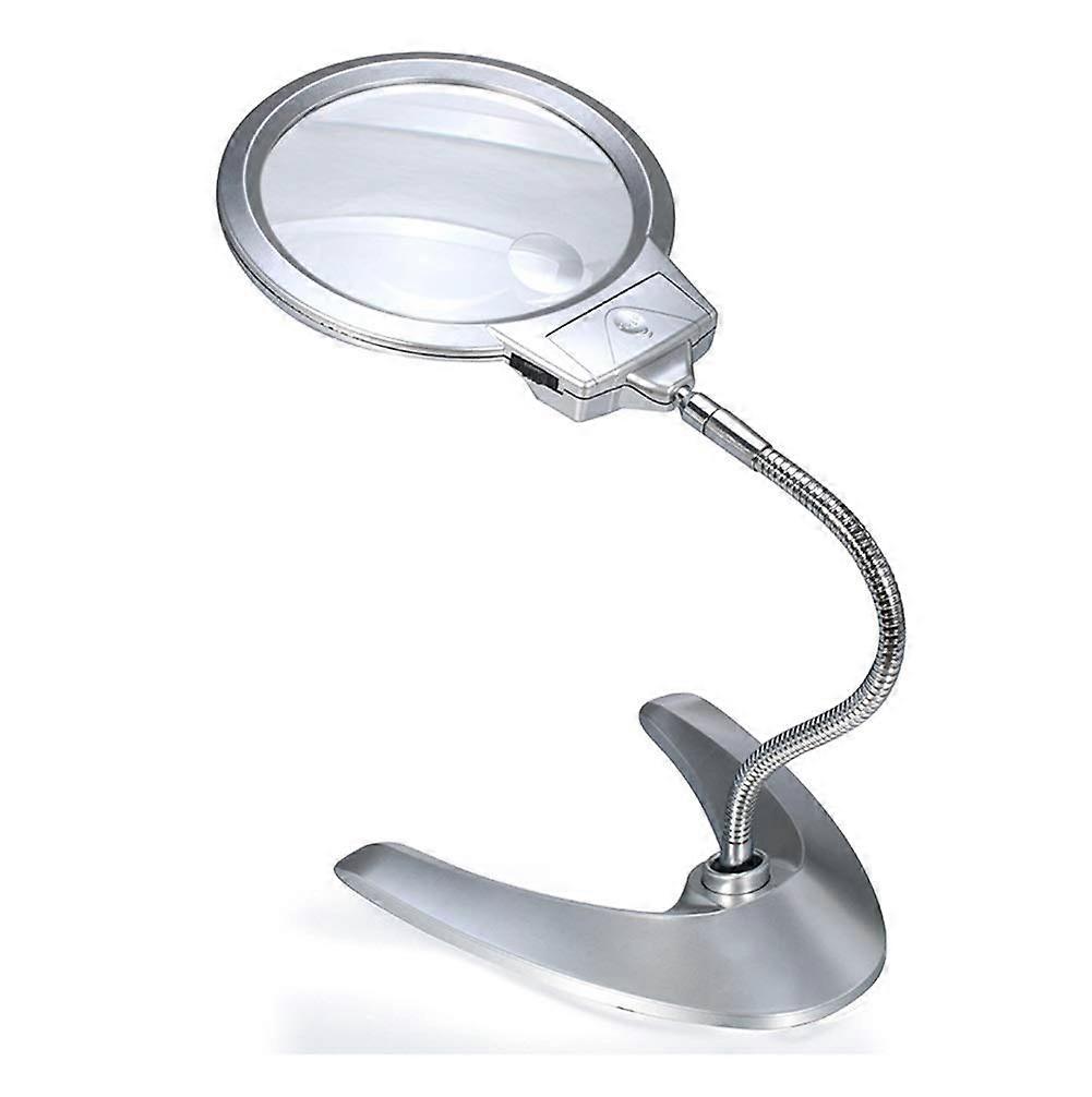 Desktop magnifier, LED lamp, illuminated magnifier with foldable design for hands reading
