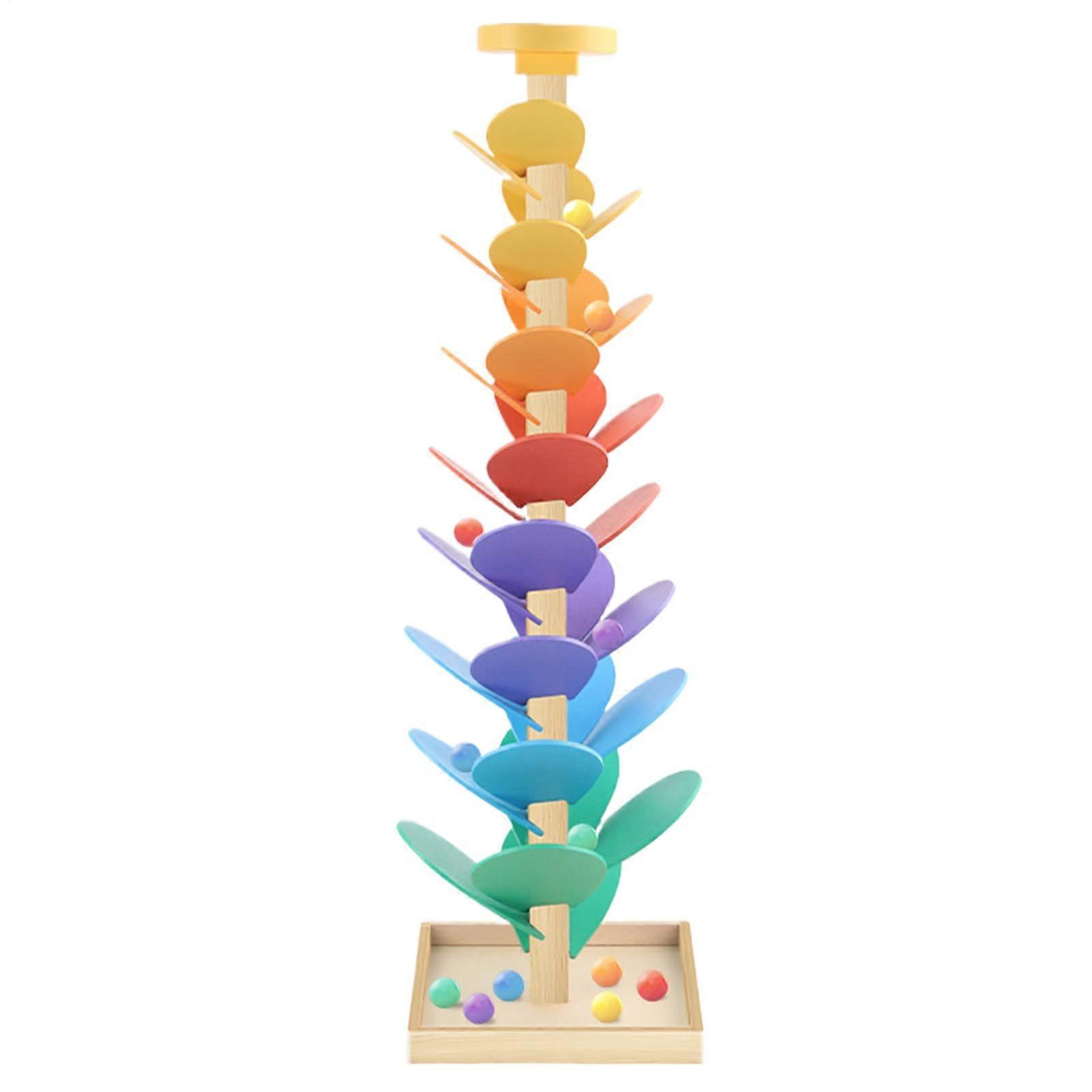 Wood Music Tree, Music Tree Marble Run with Ball Game  Wooden Leaves  Rolling Track, Learn Colors  Sorting for Ages 37