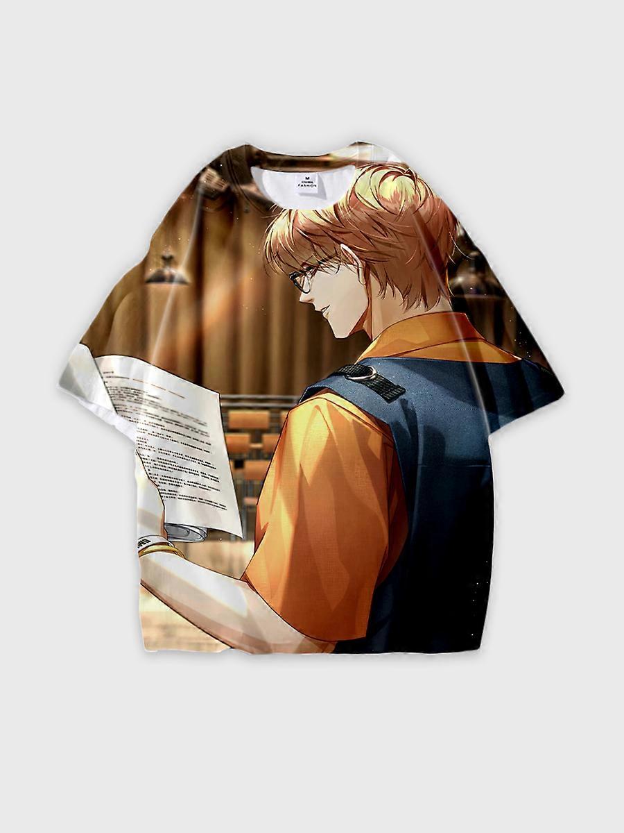 T-shirt round neck Role Pattern loose short sleeve E551