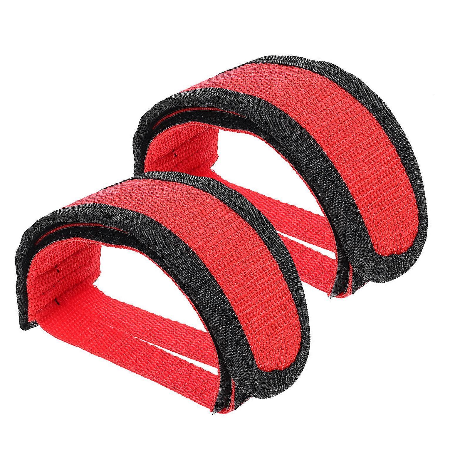 Bike Pedal Straps Adjustable Firmly Fixed Comfortable Riding Experience Red 20.00X5.00X0.50CM 1 Pair