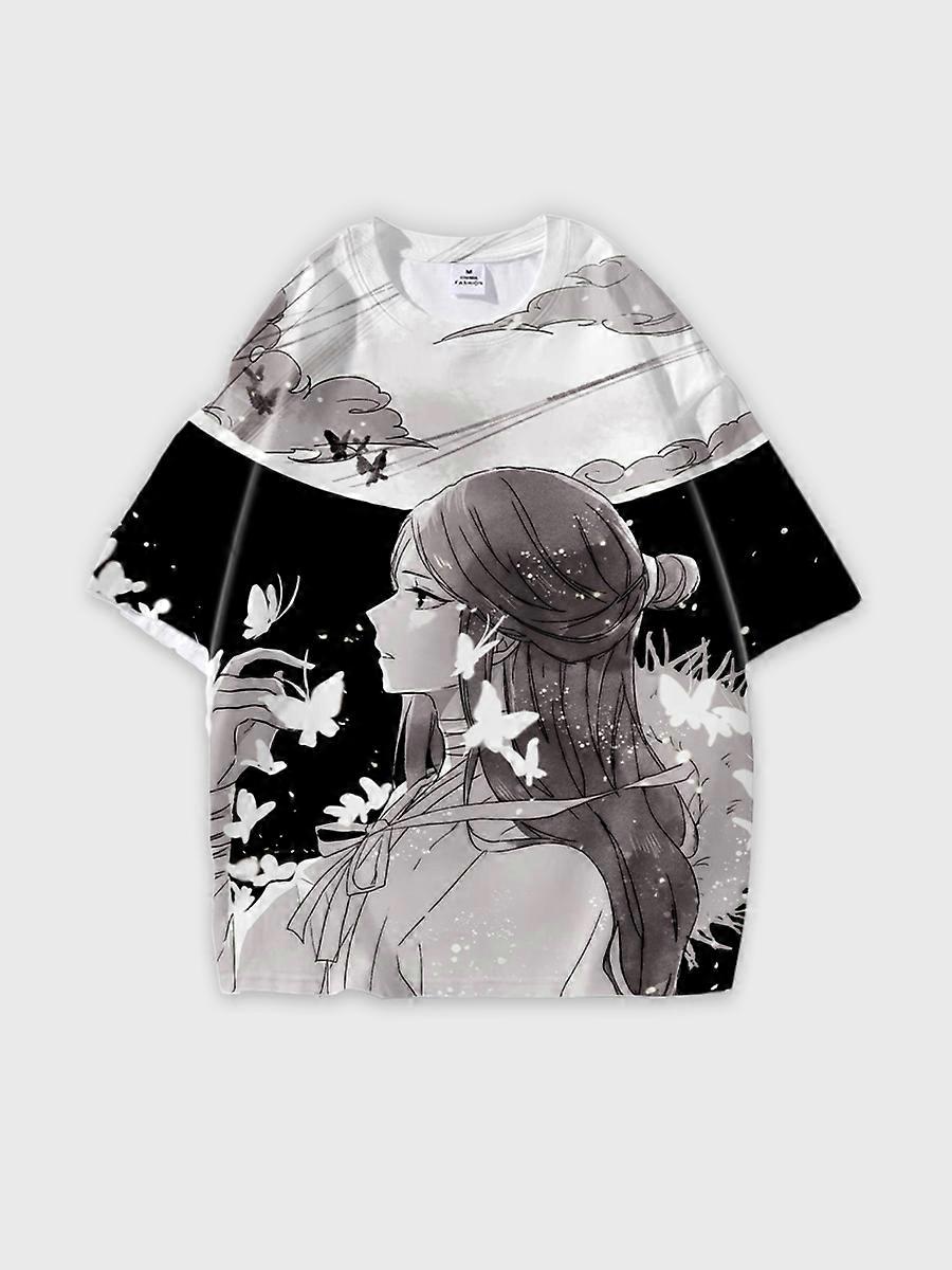 T-shirt round neck Role Pattern loose short sleeve E3726