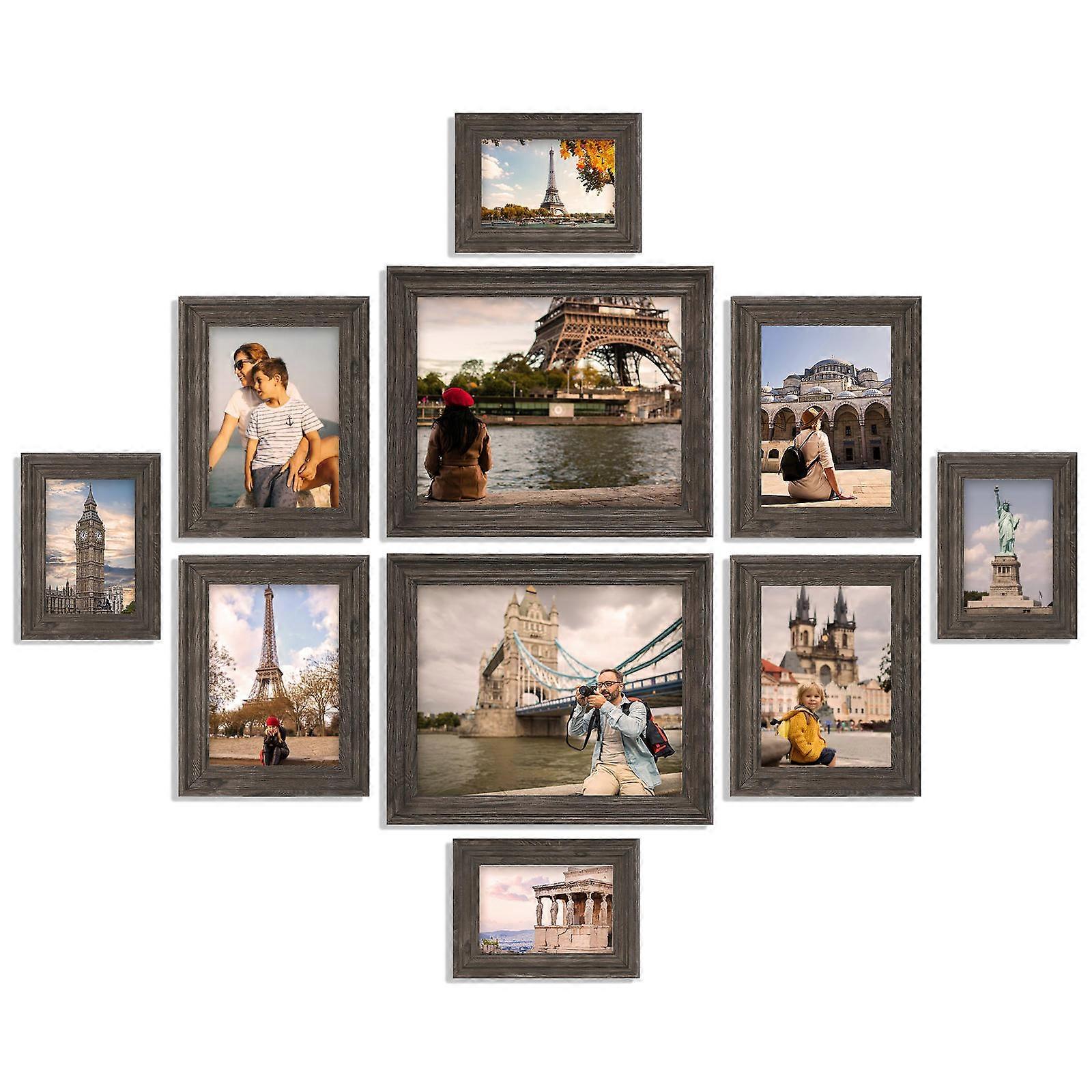 10Pcs Rectangle Photo Frames For Living Room And Bedroom Wall Decor Available In Sizes 4" X 6" 5" X 7" And 8" X 10" With Scratch Resistance