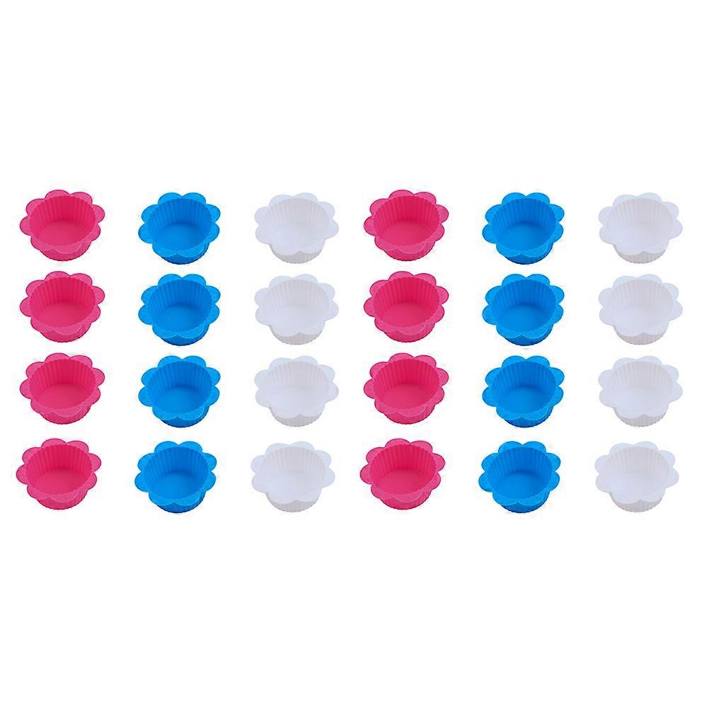 24pcs Silicone Muffin Cups Random Color Non Stick Cake Molds Baking Accessories for Cupcakes Home Use Easy to Use and Store