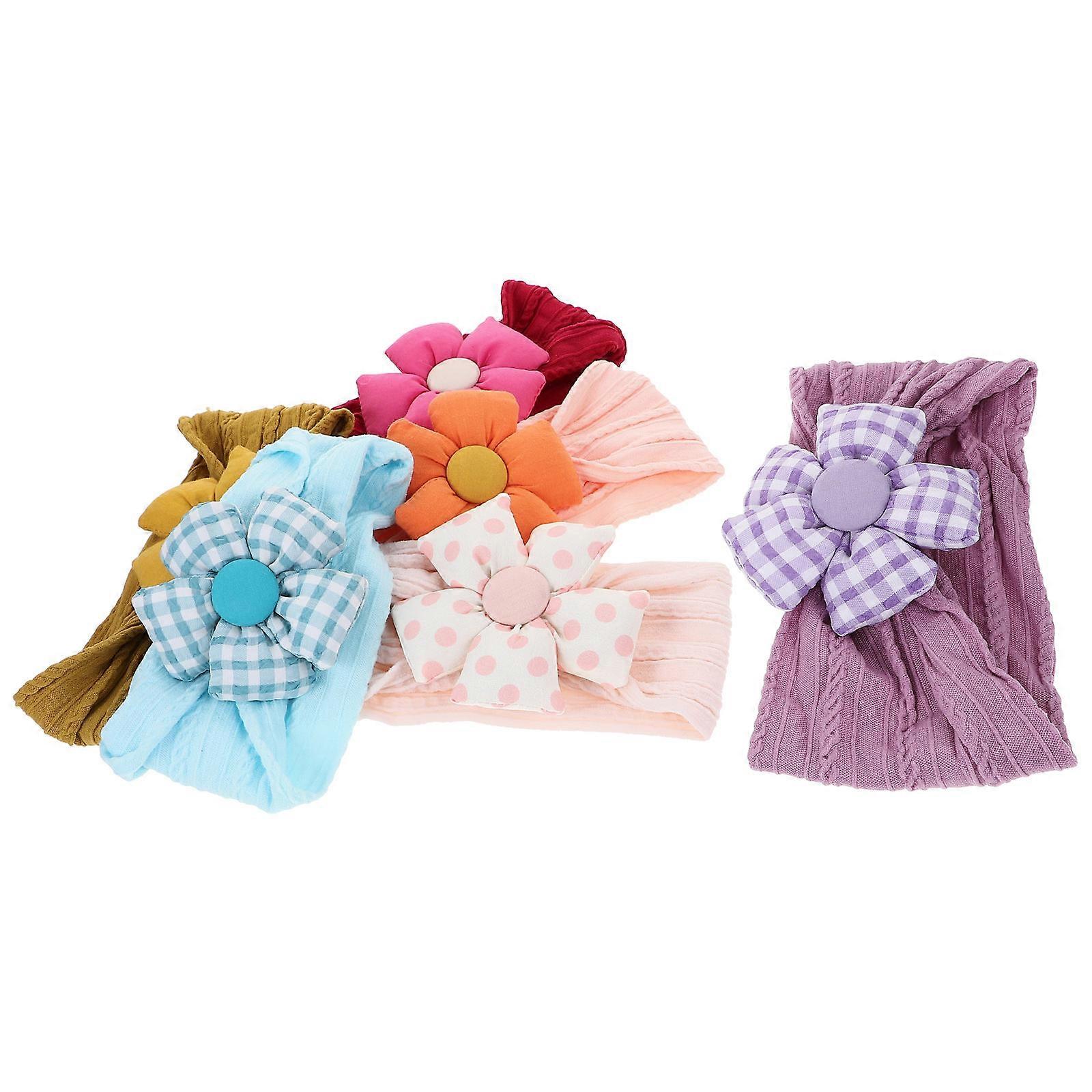6pcs Elastic Soft Flower Hair Headbands for Newborns – Daily Wear & Special Occasions