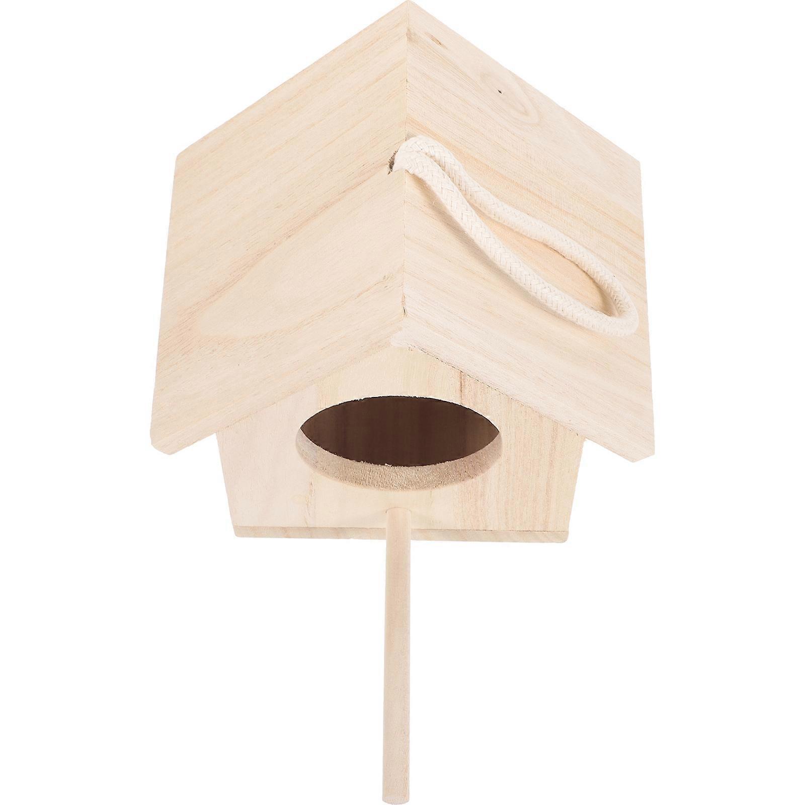 Wooden Bird House for Small Birds like Parakeets with Beige Color Great for Breeding 7.5 x 7.5 x 12 inches