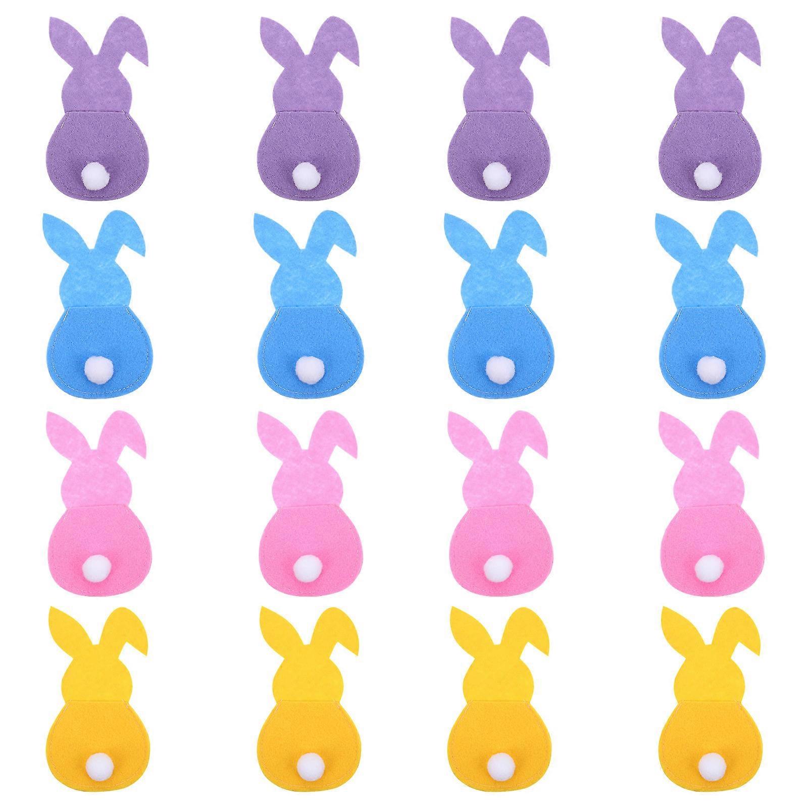 أكياس أدوات المائدة على شكل أرنب مناسبة للعائلات ديكور طاولة العشاء 15X8.5CM 16 قطعة التخزين