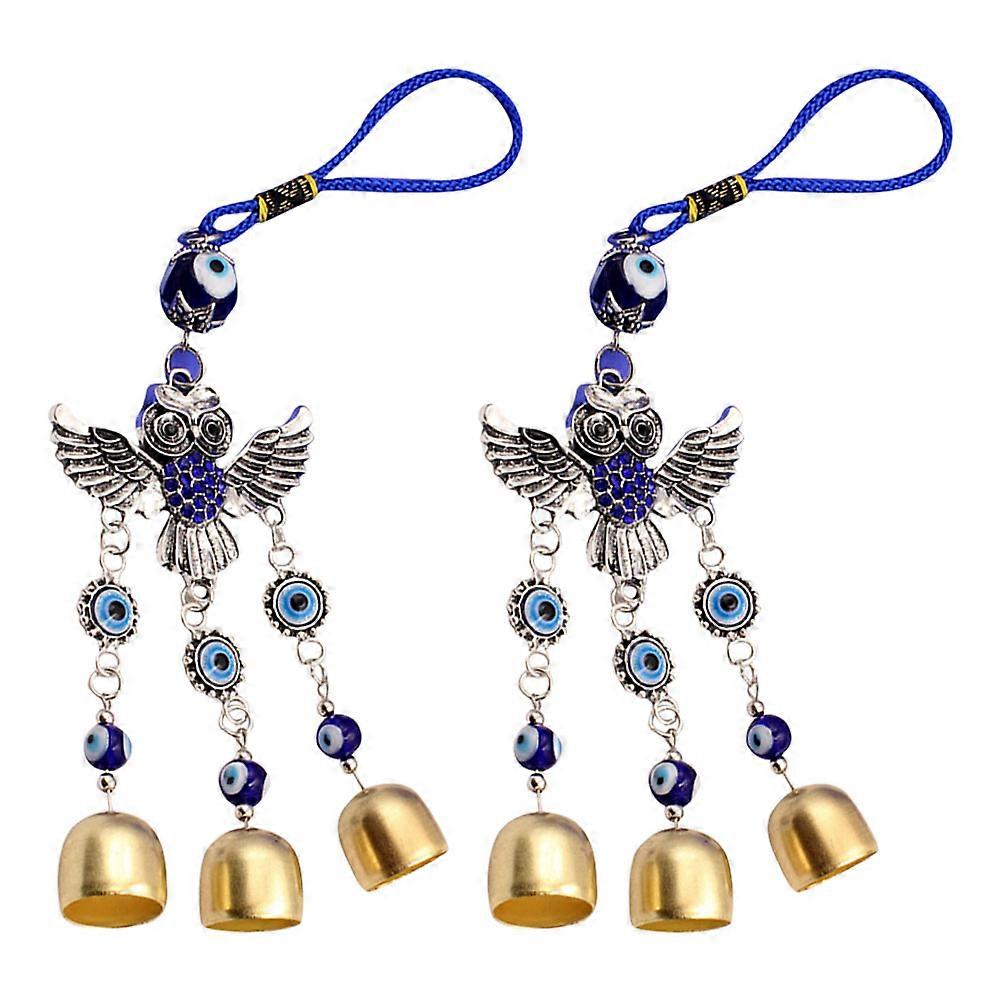 Evil Eye Owl Car Pendant Rear View Mirror Decor Alloy Hanging Ornament Multi Color for Home and Car