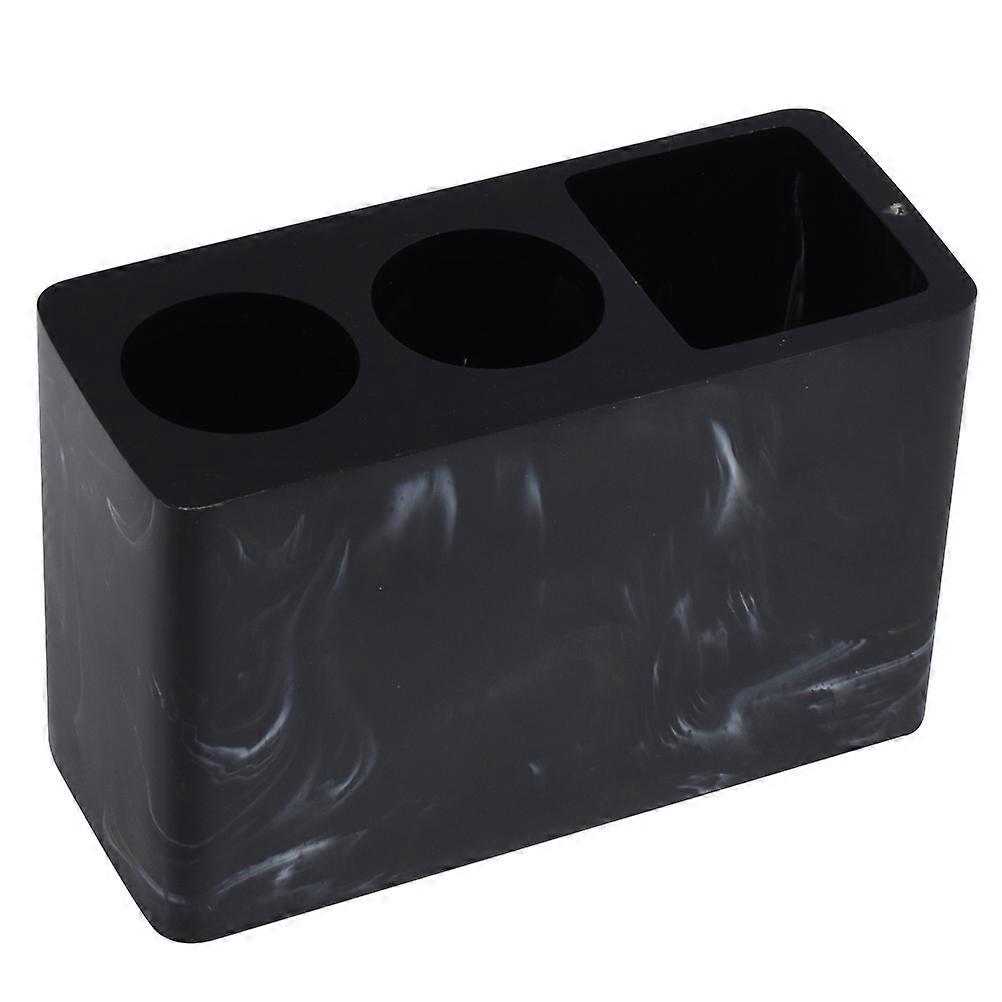 Resin Marble Texture Toothbrush Holder Stand For Bathroom Use With Elegant Modern Nordic Style In Black Color 1Pack