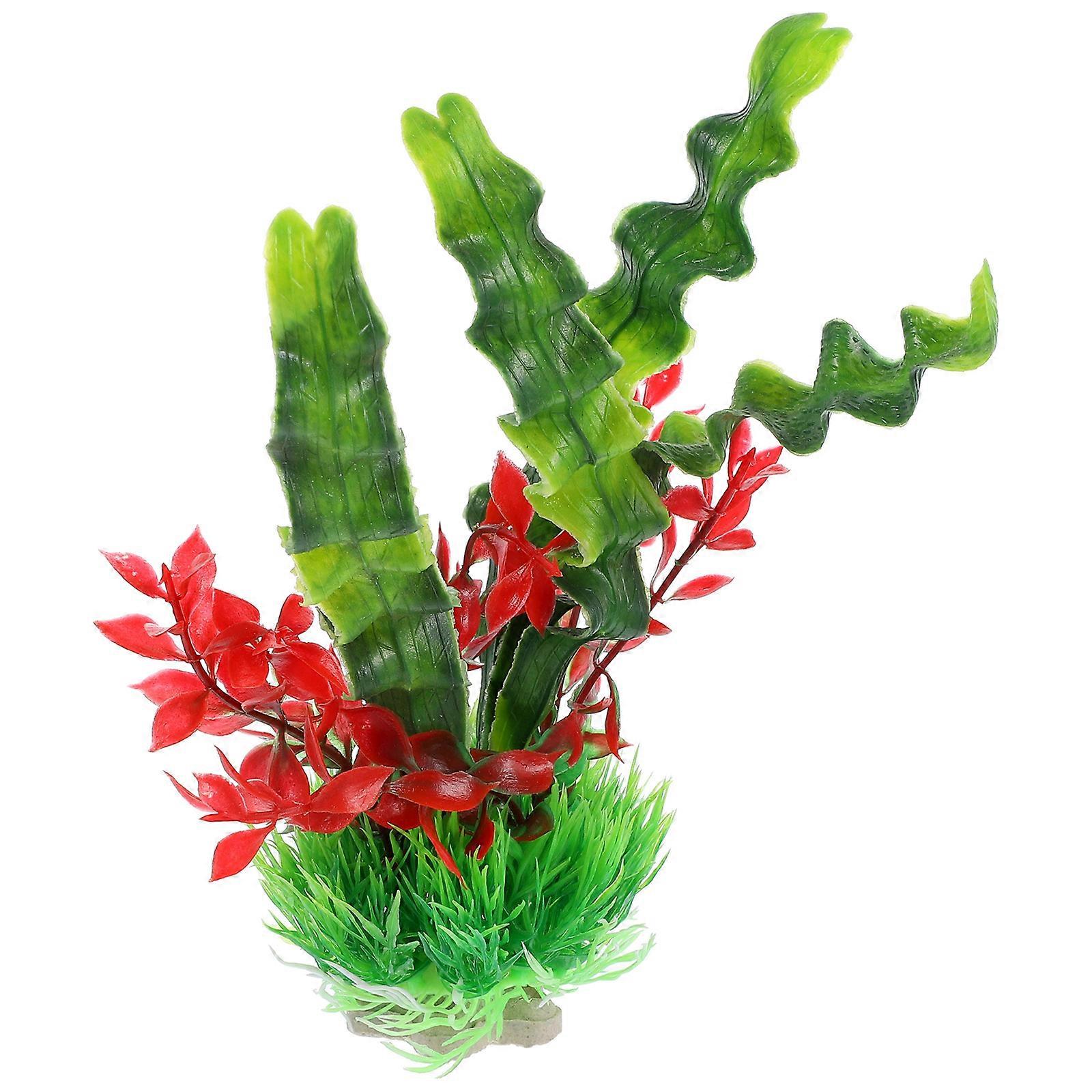 Plastic Artificial Aquarium Plant for Decor Realistic Fish Tank Grass in Green Color Compact and