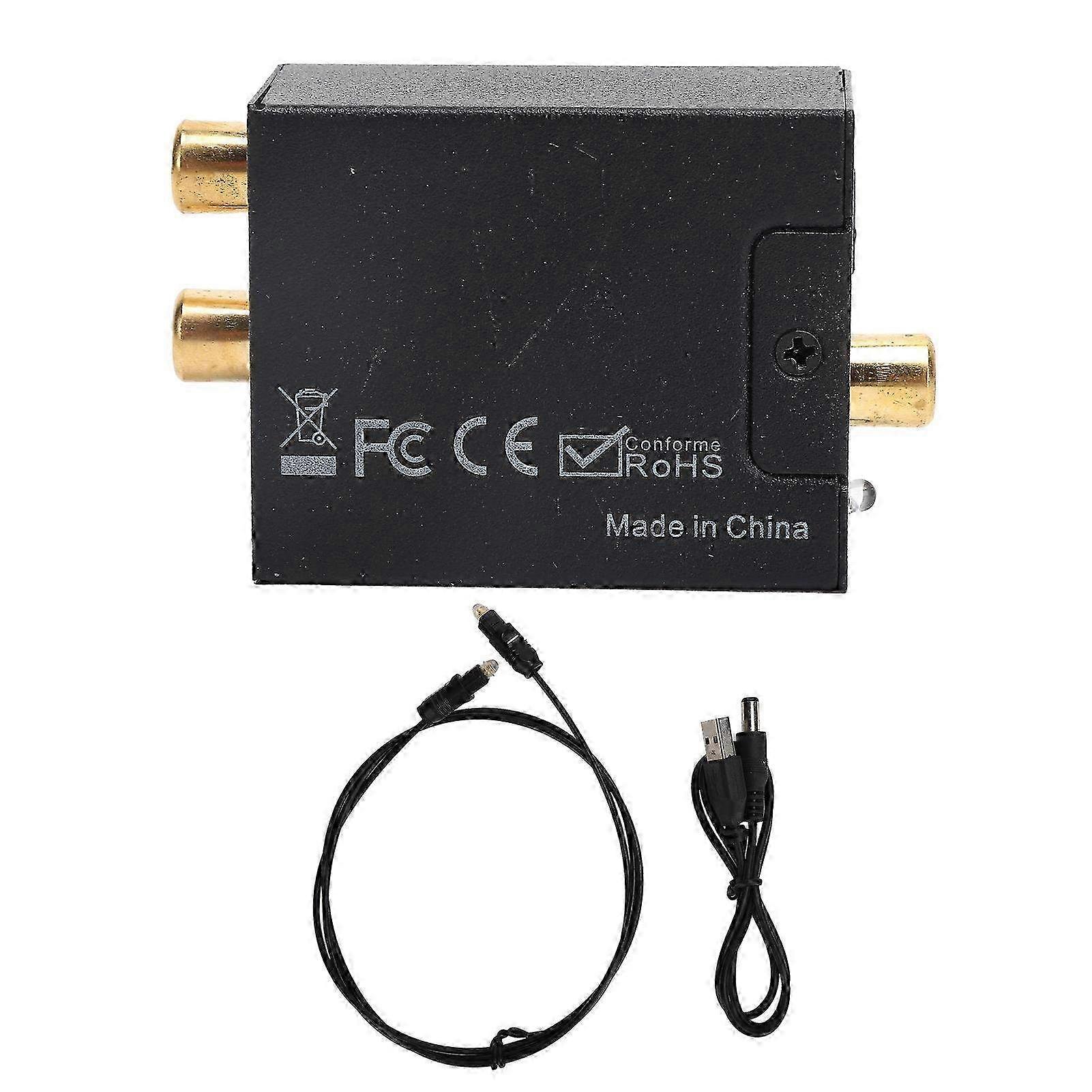 Digital to Analog Audio Converter Adapter in Black Aluminum Alloy - USB Powered Converter with DC 5V 1A Input for Audio Devices