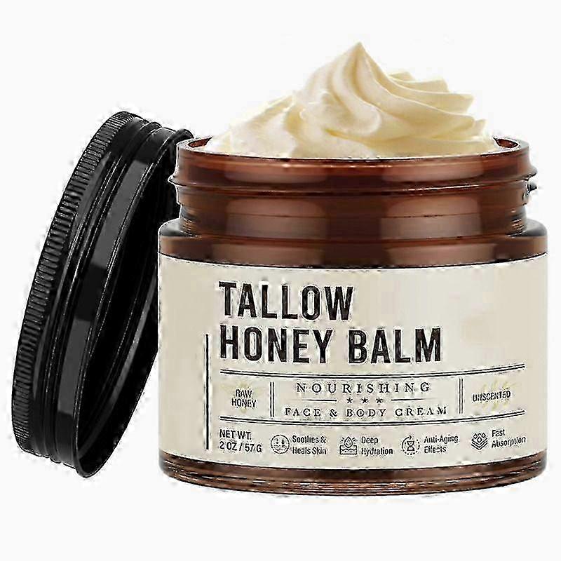 Beef Tallow for Skin Care100% Grass-Fed Beef Tallow and Raw Honey BalmNatural Tallow Face Moisturizer Smooth Soft for Dry Skin