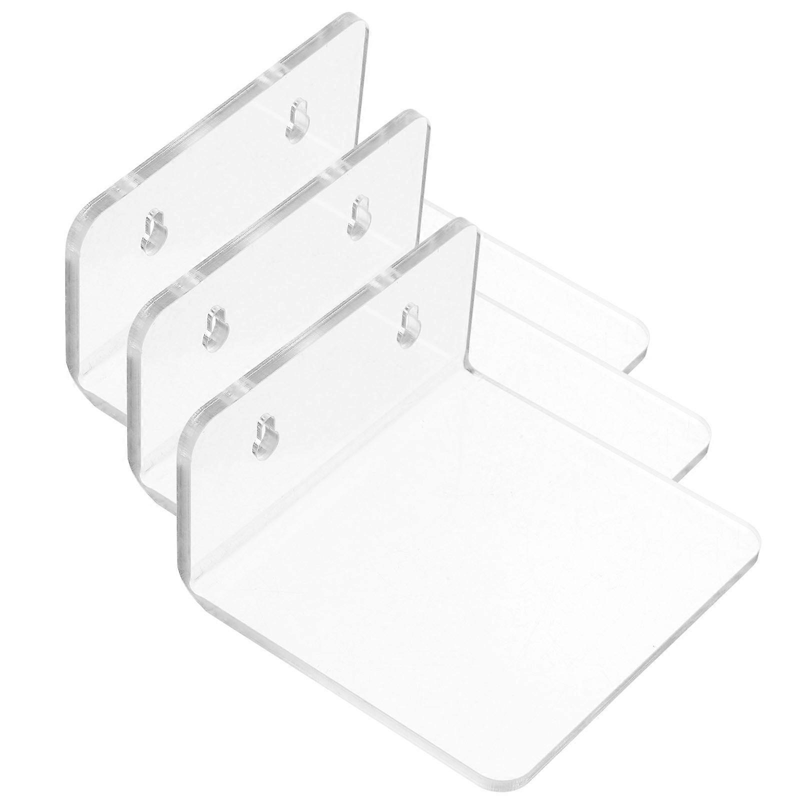 1 Set Bonsai Pot Wall Bracket Adhesive Planter Holder Transparent Shelf Display Rack