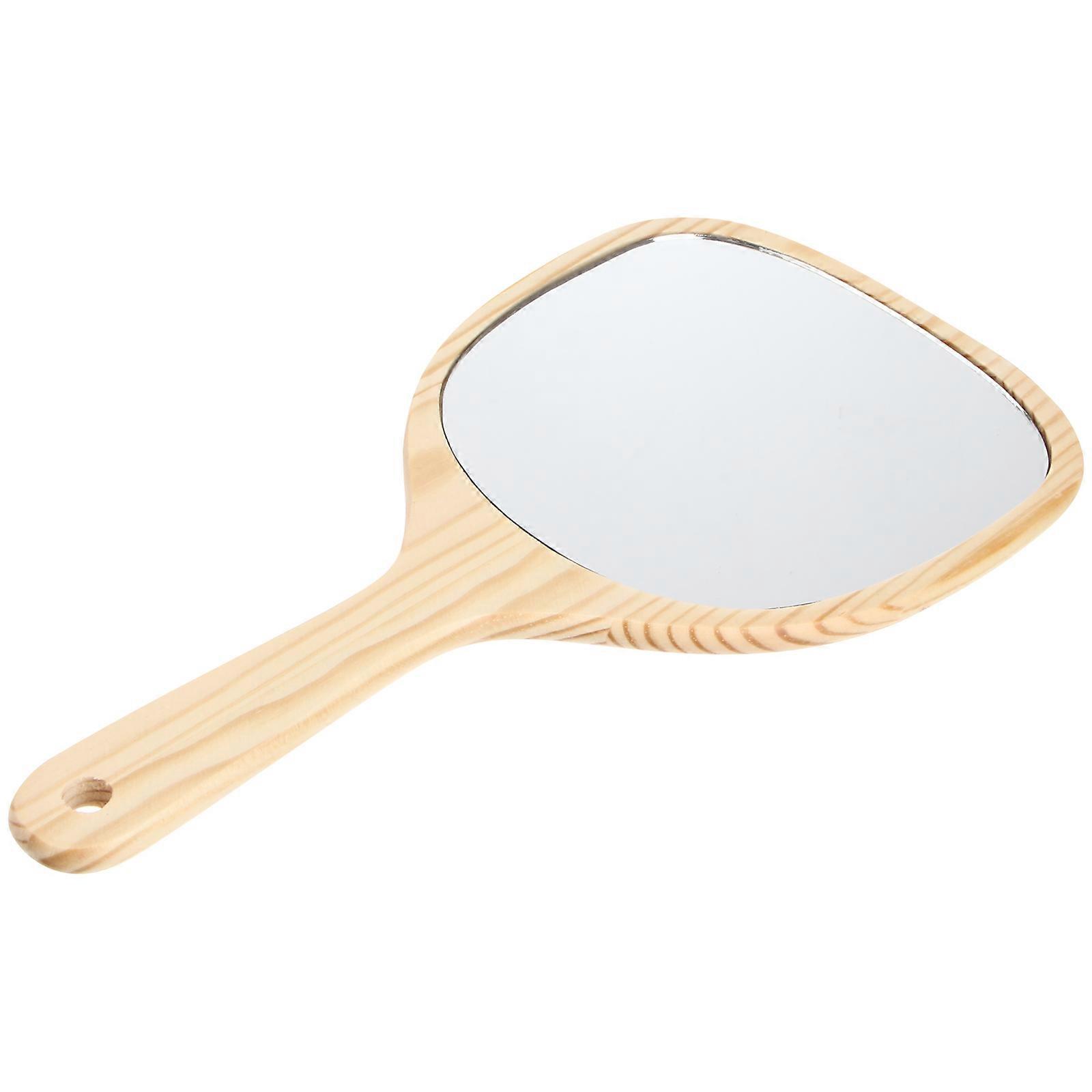 Wooden Handheld Mirror, Durable Retro Design for Daily Makeup Routine