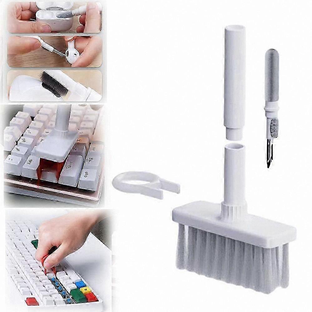 5-in-1 Keyboard Cleaning Kit with Keycap Puller, Multifunctional Brush for Keyboard and Earphone Cleaning, All White Design