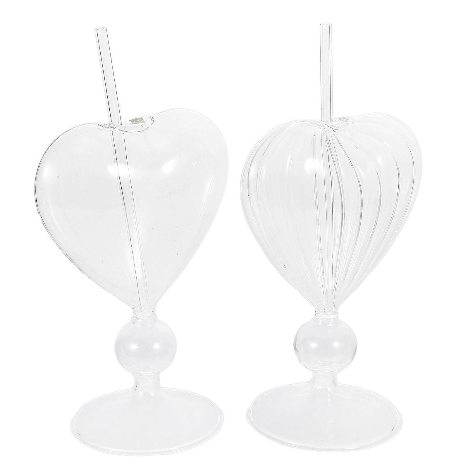 Heartshaped Goblet Wine Glasses for Home Use Transparent Glassware with Craftsmanship 2pcs