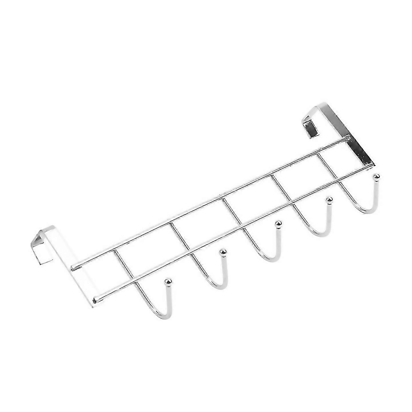 For 5 Hooks Over Door Home Bathroom Kitchen Rack Holder Shelfsilver
