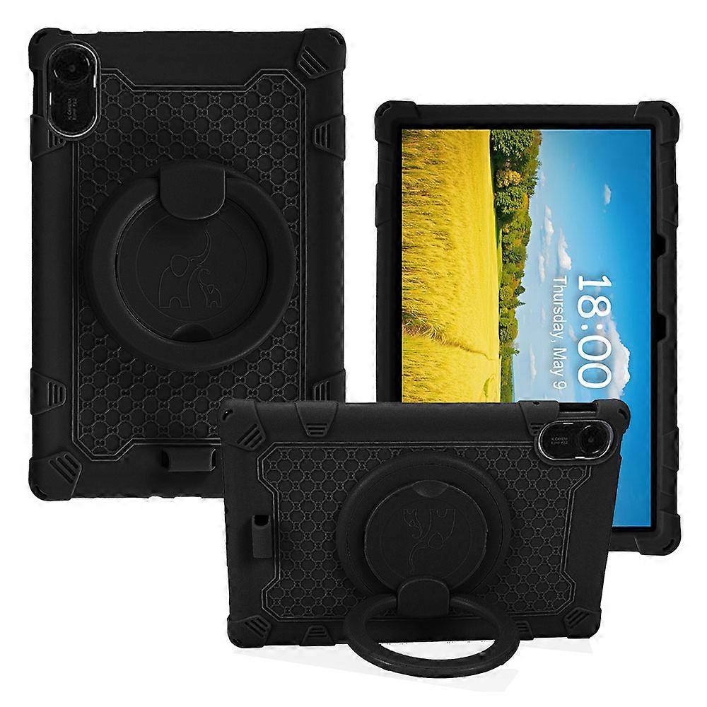 TKdaddy For Xiaomi Redmi Pad 2 Case Rotating Kickstand Silicone Tablet Cover Black