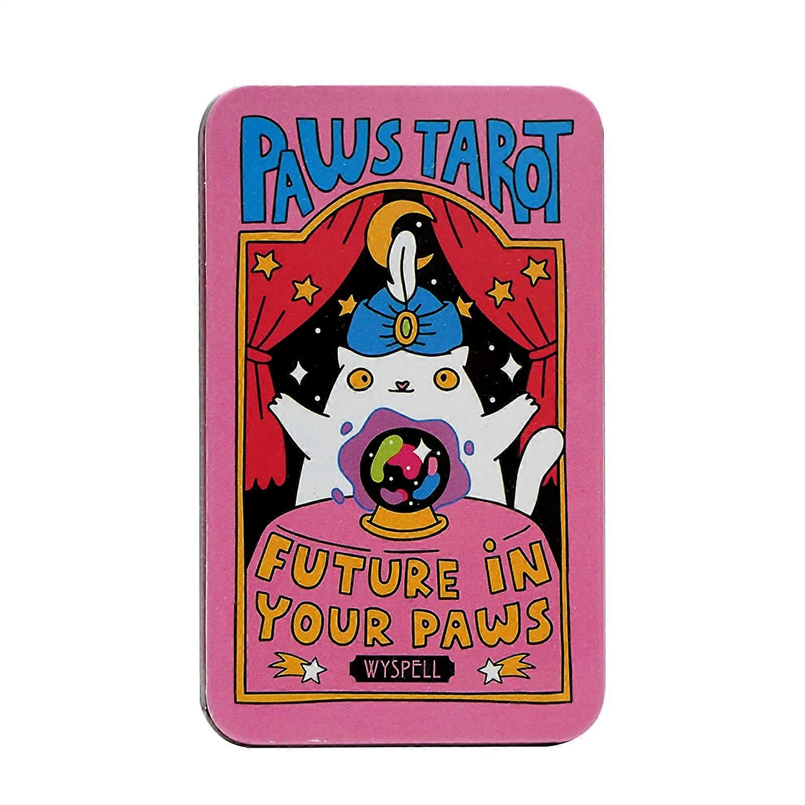 Cute Paw Print Tarot Deck, Compact FortuneTelling Divination, Ideal for Gift