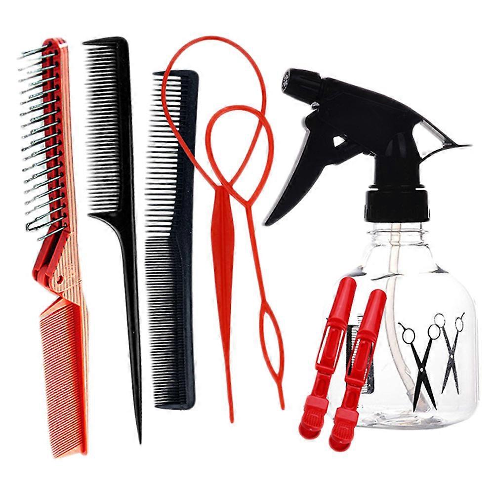 8 Piece Folding Hair Styling Kit with Detangling Combs and Water Spray Bottle for Portable Braiding and DIY Hair Care