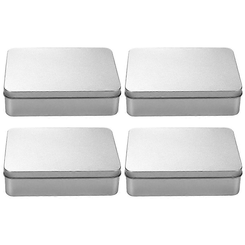 4pcs Tinplate Storage Boxes with Lids – Compact Resistant Containers for Candies, Tea Leaves, Secure Storage & Decorative Party Use – Rounded Edges