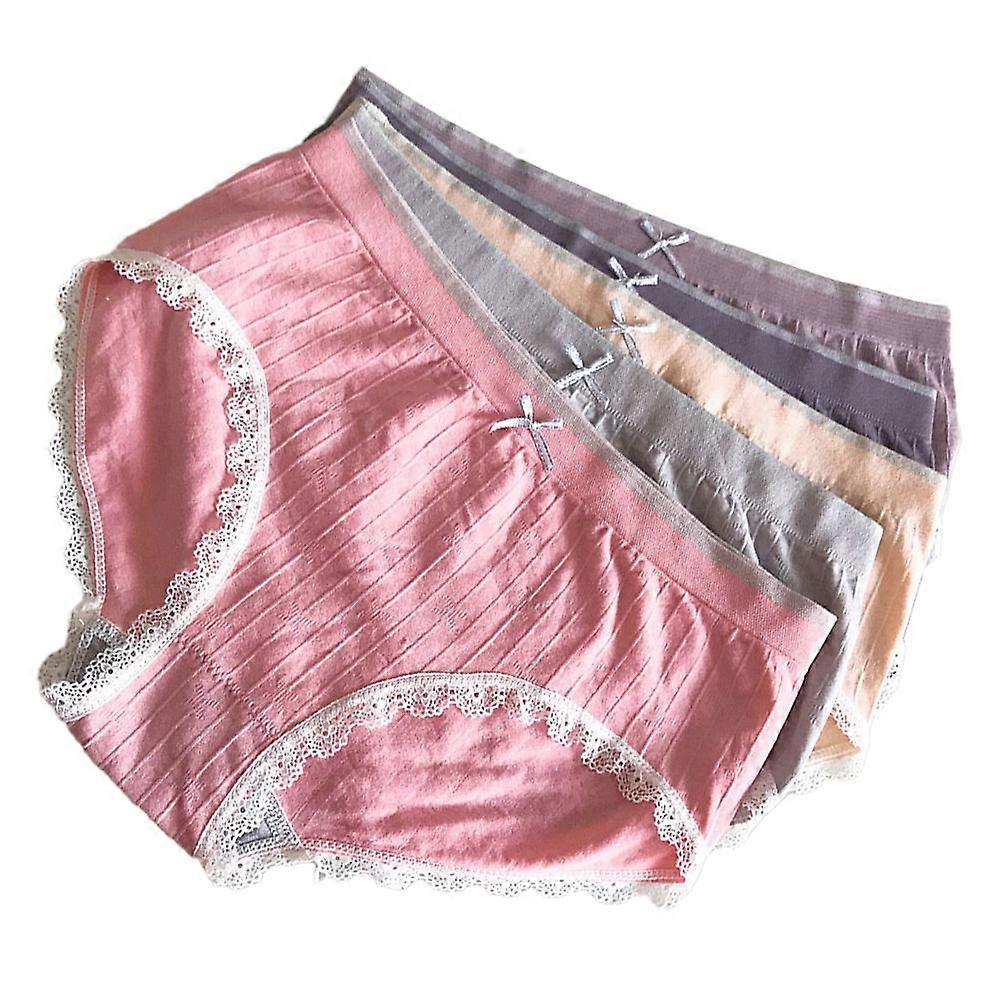 Assorted Color 5Pcs Lace Underpants Seamless Breathable Middle Waist Women's Underwear For Daily Wear