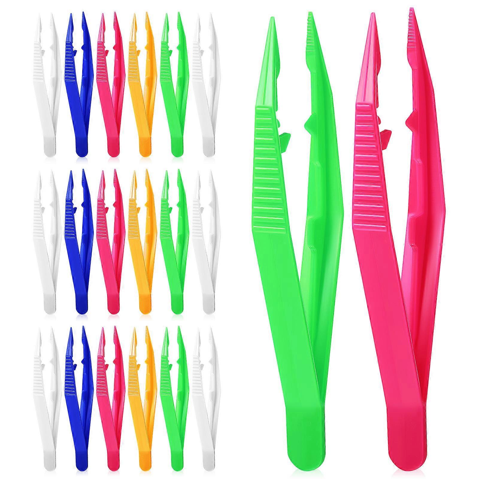 Thread Insertion Tweezers Plastic Crafting Tweezers For Childrens Activities Science Lab Use Precise Picking 20Set