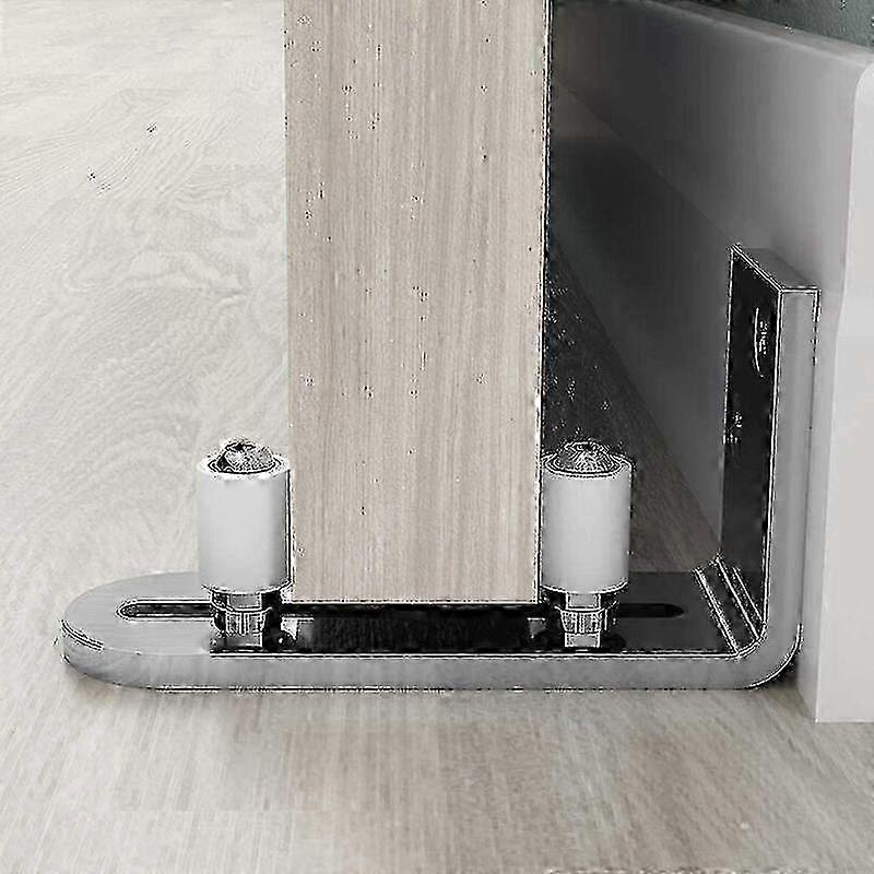 Rails argentés à roulement à billes pour portes coulissantes - Sol & mur TroveMart