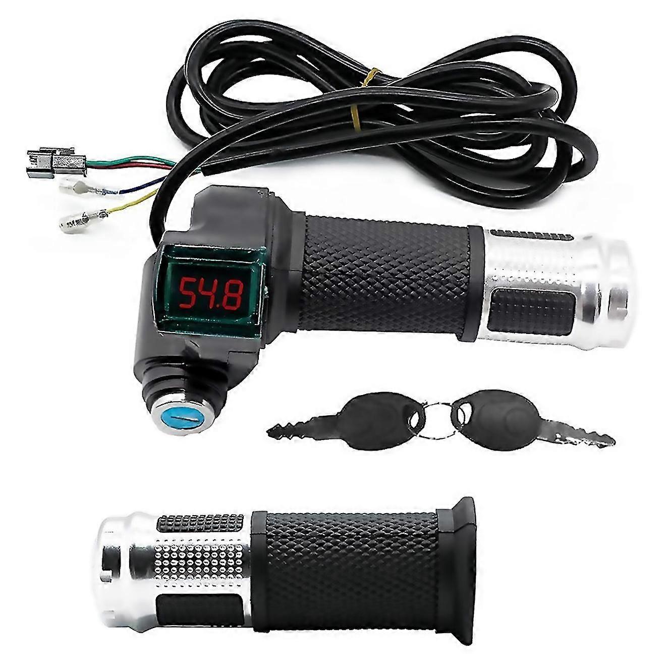 For 1pair Electric Bicycle Throttle Grip With Lcd Battery Voltage Display