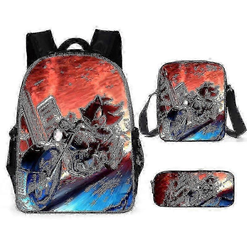 Anime Cartoon Backpack Σετ τριών τεμαχίων για το δημοτικό σχολείο με τσάντα ώμου και μολυβοθήκη jm