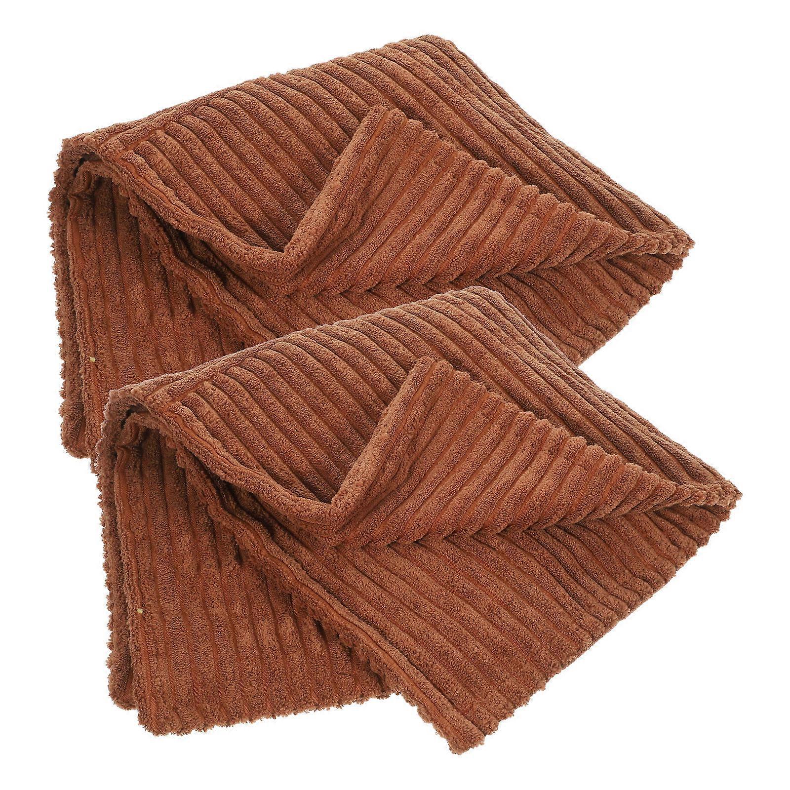 Housse de coussin de canapé Velours côtelé carré Housse d’oreiller pour bureau Coton brun pour 2Pcs