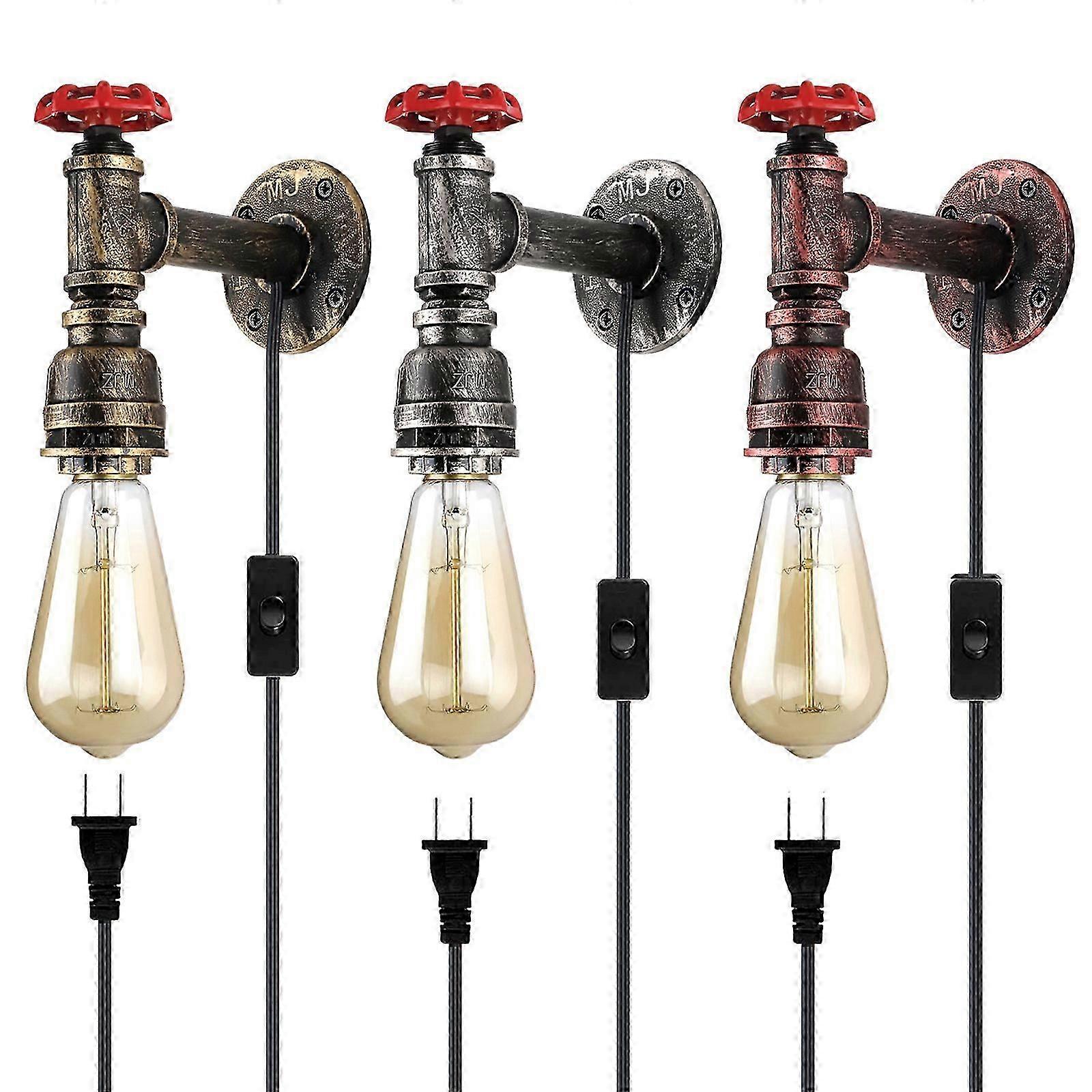 Vintage Water Pipe Wall Lamp Robinet Forme Vapeur Punk Loft Industriel Iron Rust Retro Home Bar Decor