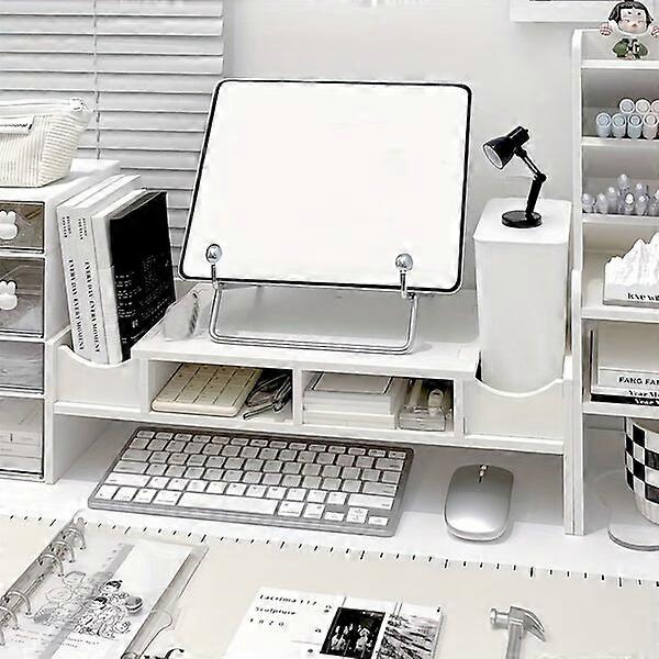 Computer and monitor riser stand, multi-layer storage, efficient space organization