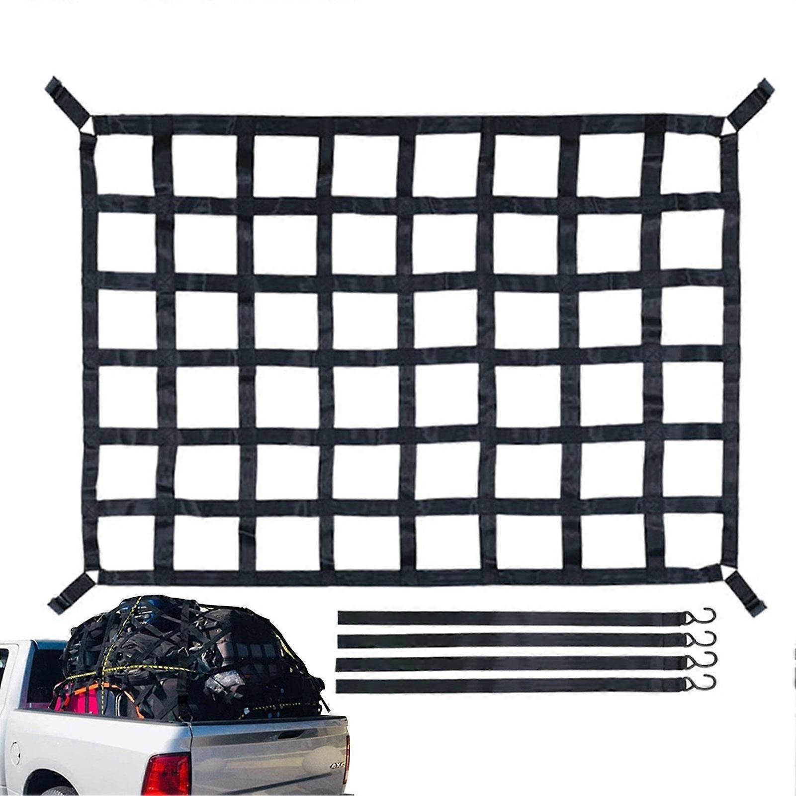 Cargo Netting Super Duty 4x4 Inch Mesh Latex For Car ATV Boat SUV Trailer Snowmobile Stretches To 12 X 18