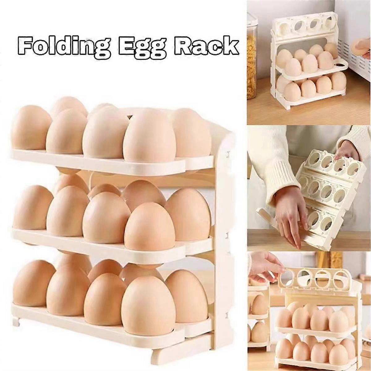 Egg Rack Folding Egg Box Refrigerator Side Door Storage Rack Kitchen Egg Tray Multi-Layer Anti-Fall Egg Storage Rack