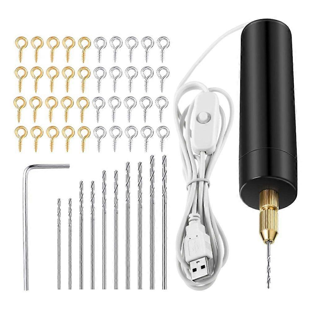Electric Resin Drill Set,Including Eye Screws,Twist Drill Tools,Electric Mini Drill for DIY Keychai
