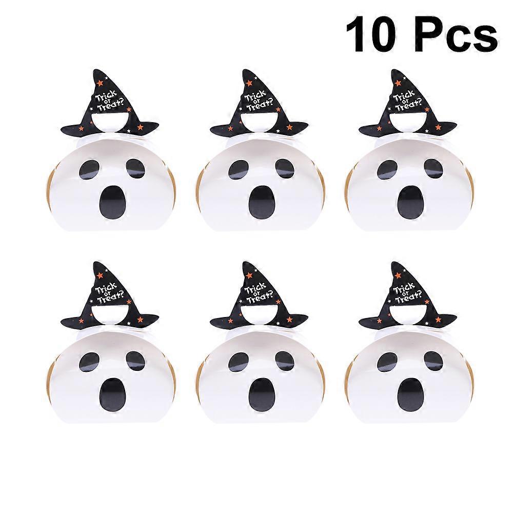 Halloween Candy Box Portable Rectangular Candy Container White Paper Storage for 10Pcs