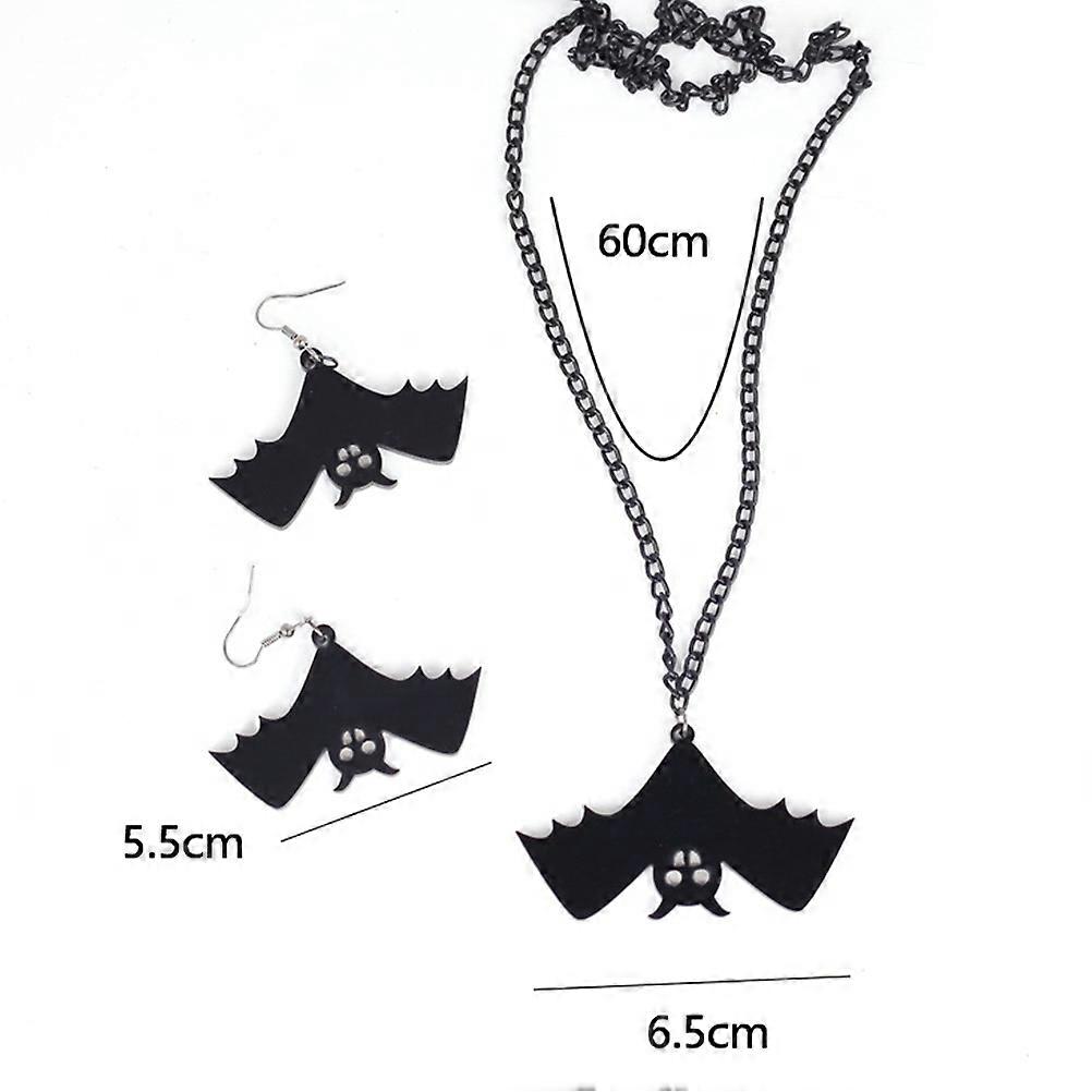Charming Halloween Bat Pendant And Earring Set As A Clothing Accessory For Women Ideal For Parties And Special Occasions 1 Set