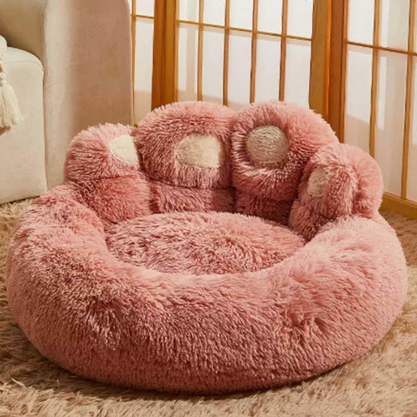 Pet Sofa Calming Dog Bed Plush Washable All Season NonSlip Bottom For Large And Small Dogs