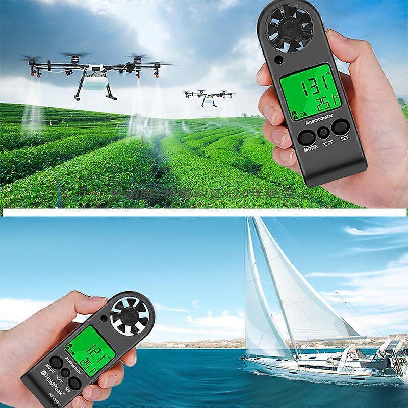 Portable Digital Anemometer for Wind Speed Measurement, Measure Wind Speed, Temperature and Maximum/Average/Current Speed, Accuracy, Measure for Wind