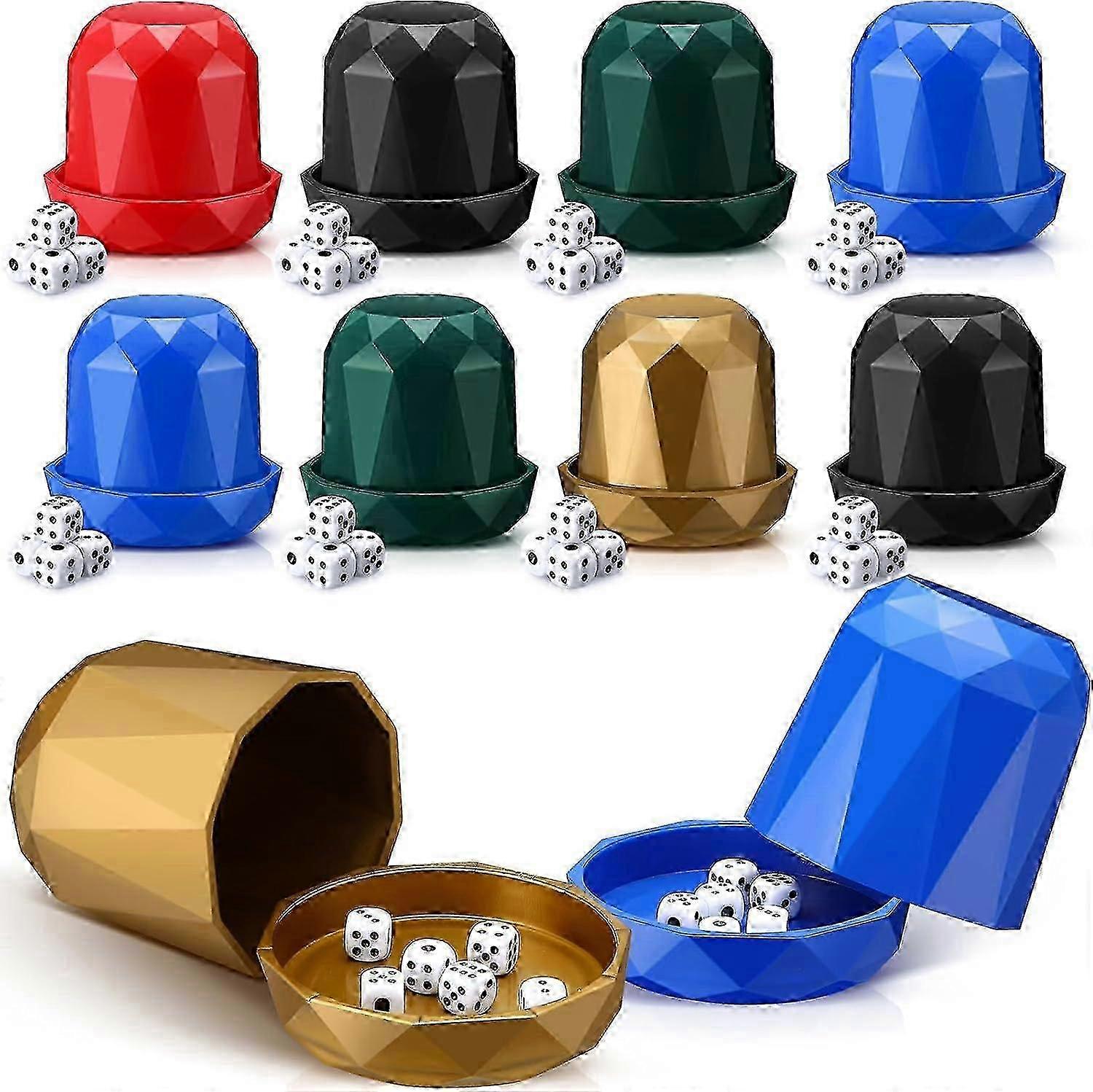 2025 10-Pack Mini Dice Cup Set with 50 Six-Sided Dice - Plastic Shaker Cups for Games, Parties, Prizes & Math Rewards