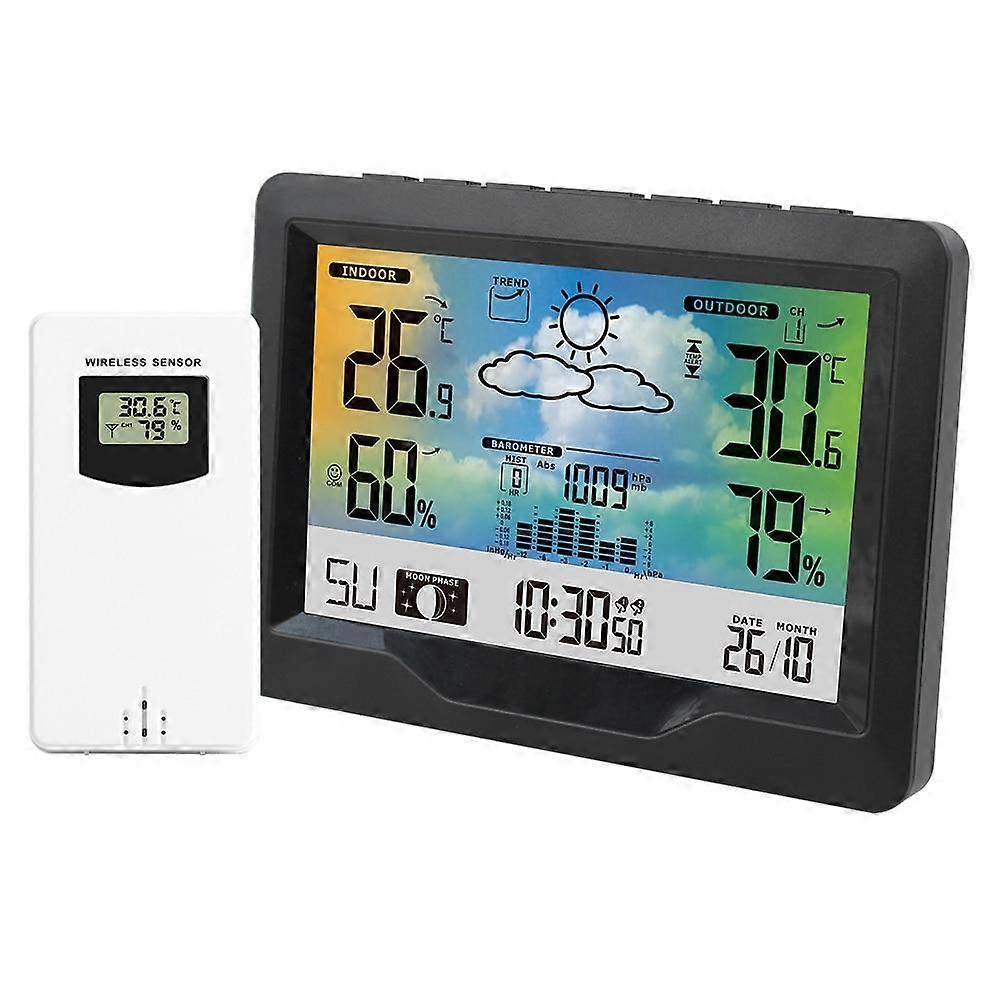 Weather Station Digital Alarm Table Clock Barometer Snooze  Wireless Sensor|Temperature Instruments