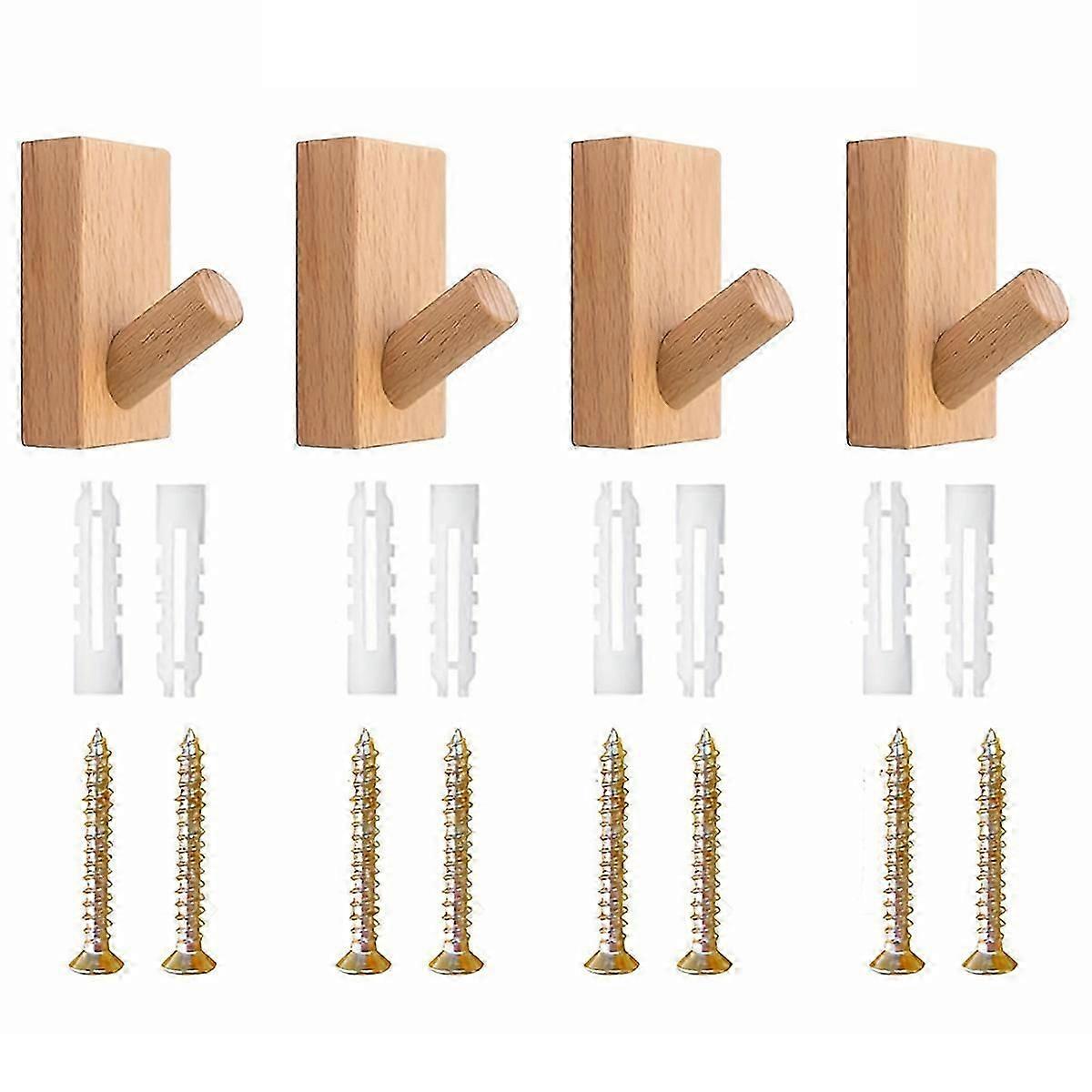 Solid Wooden Hook, Wall Free Punching Door Back Hook,Entryway Hook